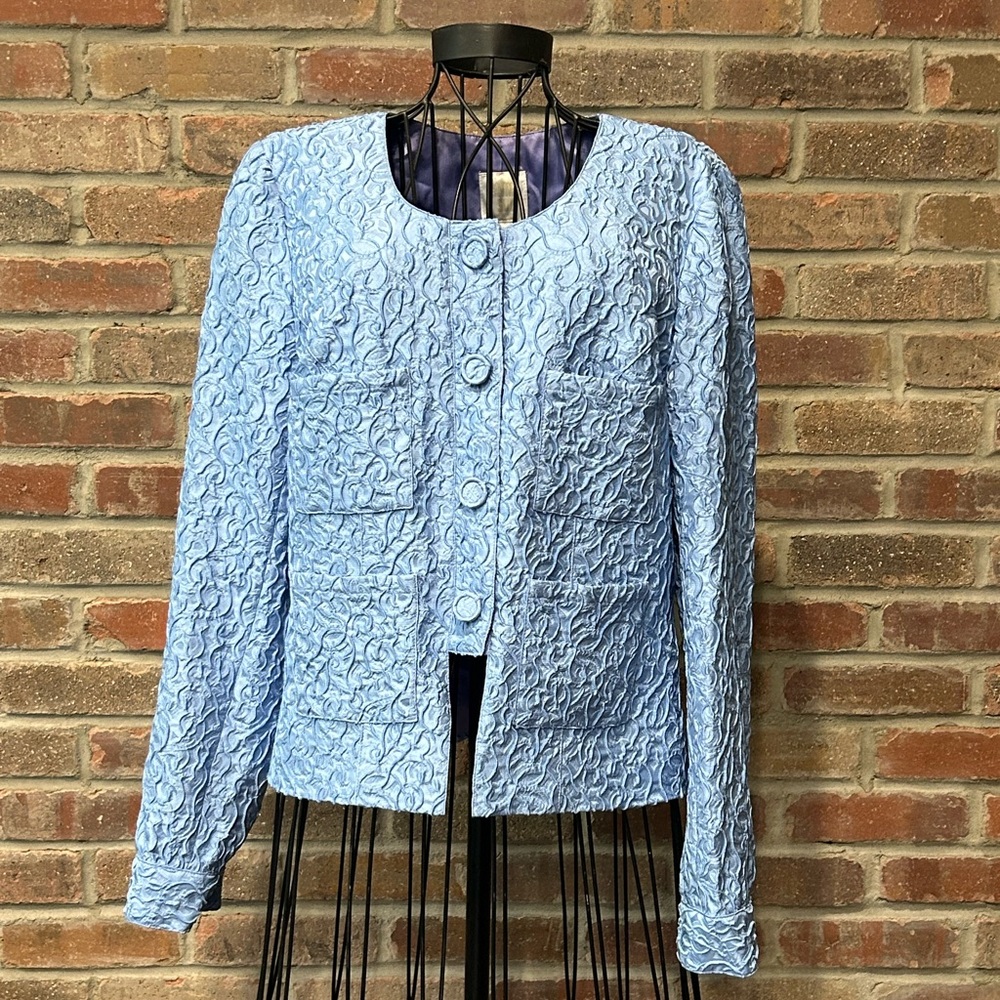 Anna Sui Sky Blue Textured Jacket